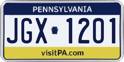 PA license plate JGX1201