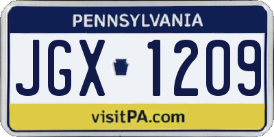 PA license plate JGX1209