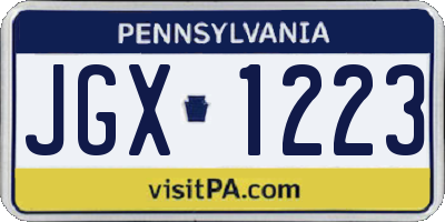 PA license plate JGX1223