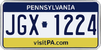 PA license plate JGX1224