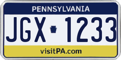 PA license plate JGX1233