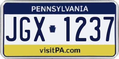 PA license plate JGX1237