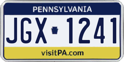 PA license plate JGX1241