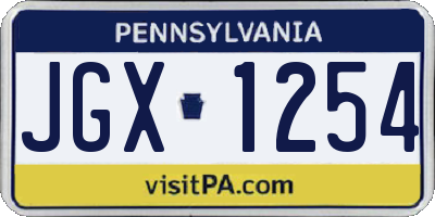 PA license plate JGX1254