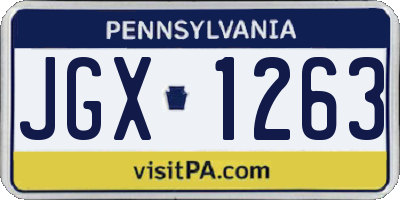 PA license plate JGX1263
