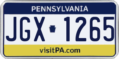 PA license plate JGX1265