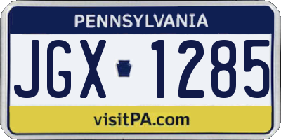 PA license plate JGX1285