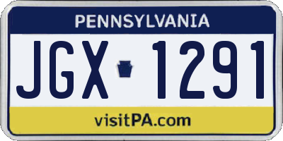 PA license plate JGX1291