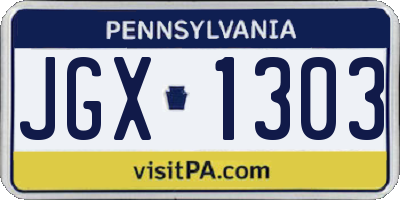 PA license plate JGX1303