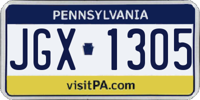 PA license plate JGX1305