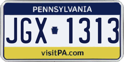 PA license plate JGX1313