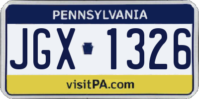PA license plate JGX1326