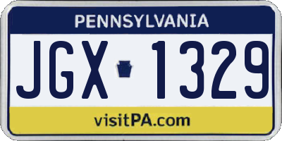 PA license plate JGX1329