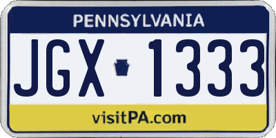 PA license plate JGX1333