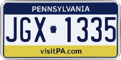 PA license plate JGX1335