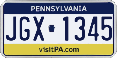 PA license plate JGX1345