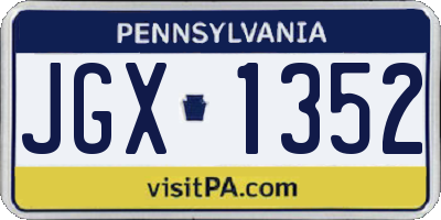 PA license plate JGX1352