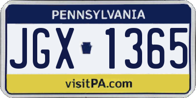 PA license plate JGX1365