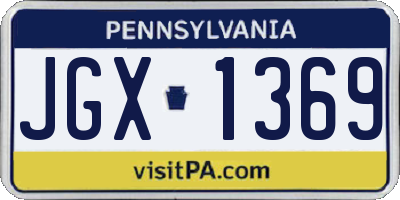PA license plate JGX1369