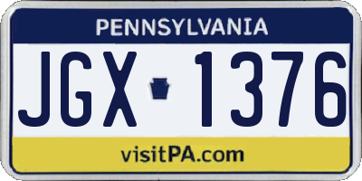 PA license plate JGX1376