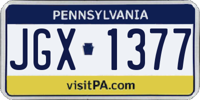 PA license plate JGX1377