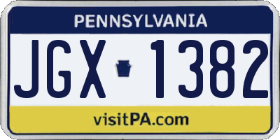 PA license plate JGX1382