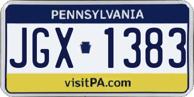 PA license plate JGX1383