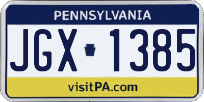 PA license plate JGX1385