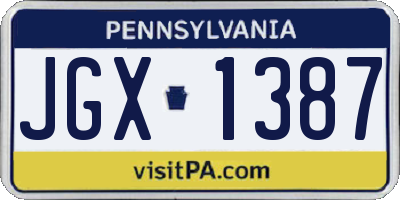 PA license plate JGX1387