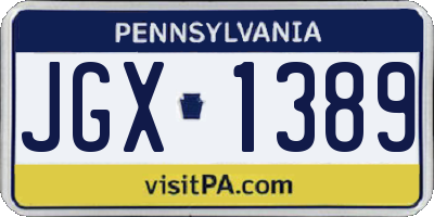 PA license plate JGX1389