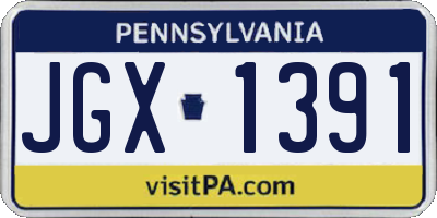 PA license plate JGX1391