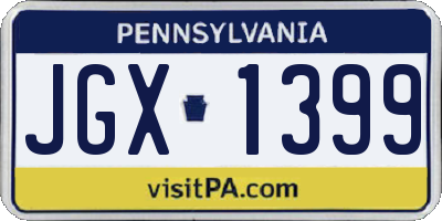 PA license plate JGX1399