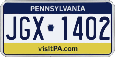 PA license plate JGX1402