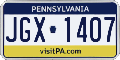PA license plate JGX1407