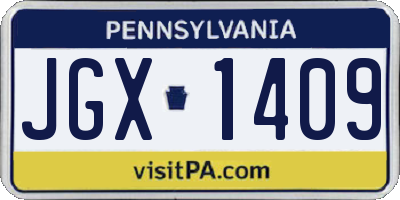 PA license plate JGX1409