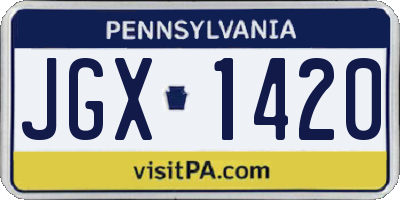 PA license plate JGX1420