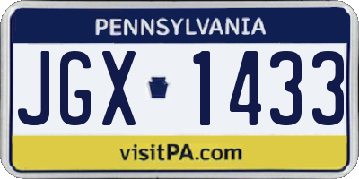 PA license plate JGX1433