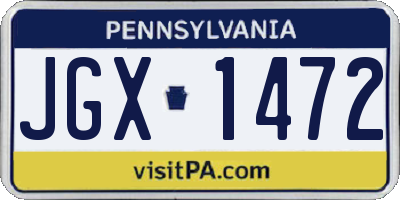 PA license plate JGX1472