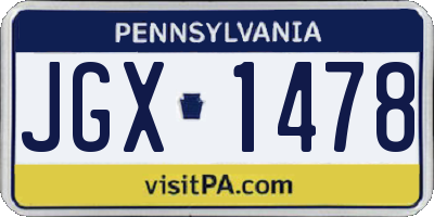 PA license plate JGX1478