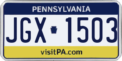 PA license plate JGX1503
