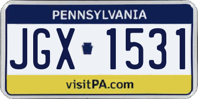PA license plate JGX1531