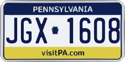 PA license plate JGX1608