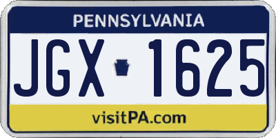 PA license plate JGX1625