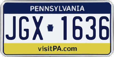PA license plate JGX1636