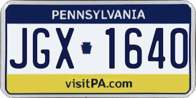 PA license plate JGX1640