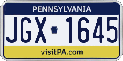 PA license plate JGX1645