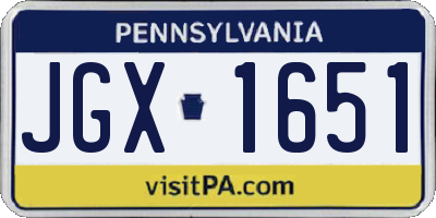 PA license plate JGX1651
