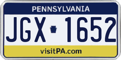 PA license plate JGX1652