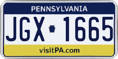 PA license plate JGX1665