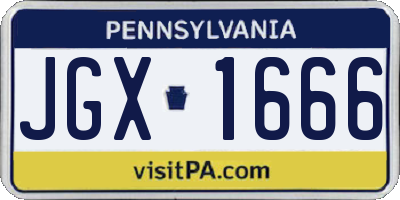 PA license plate JGX1666